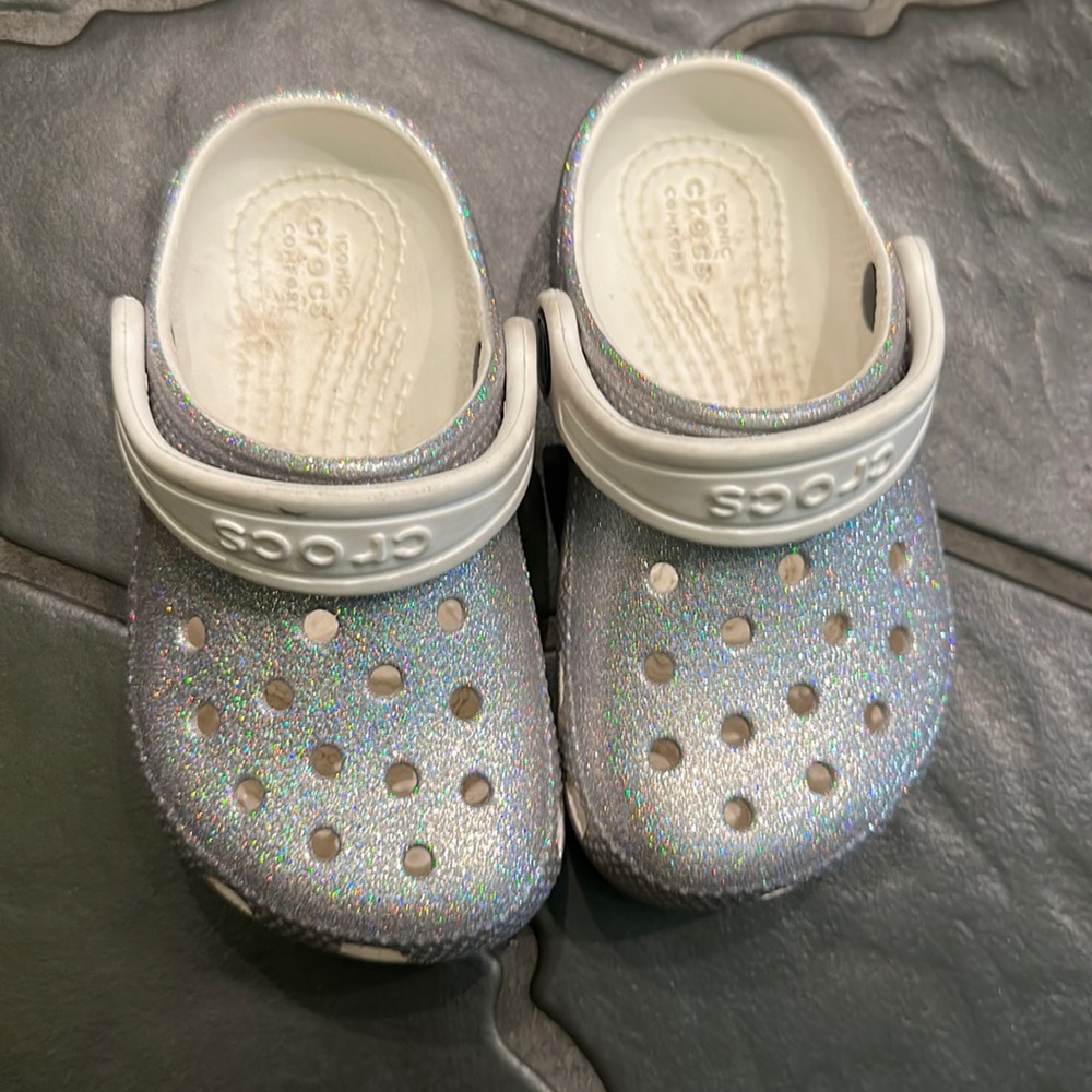 Toddler Crocs Silver Glitter Size 8T